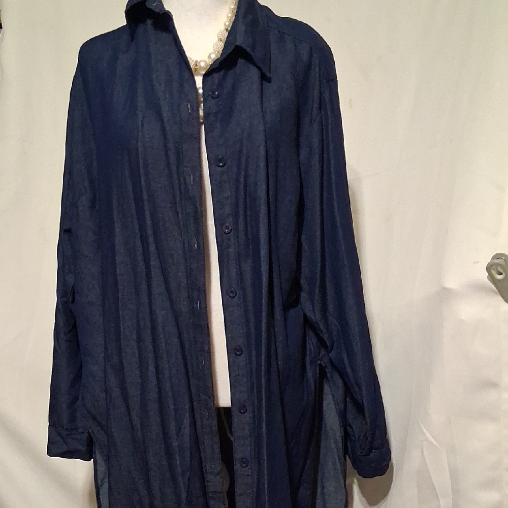 Blue Denim Button-Up Shirt Dress